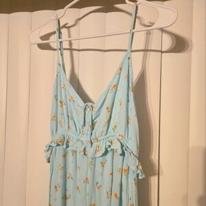 Billabong Light Blue Floral Long Dress - Size Large